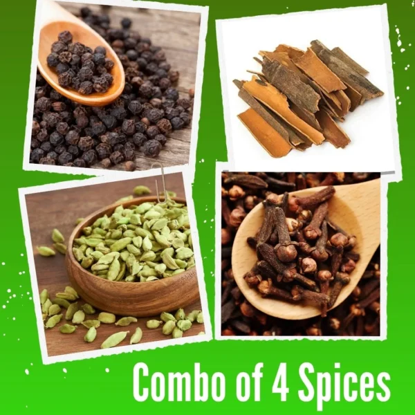 Buy Best Spices Combo of four - Pepper, Cardamom, Cloves and Cinnamon